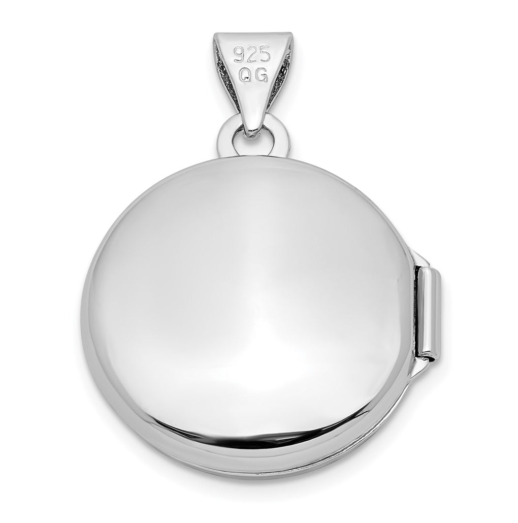 Sterling Silver Rhodium-plated Polished Domed Round Locket – Elegant Jewelry Gift for Birthday, Anniversary, Engagement, Wedding