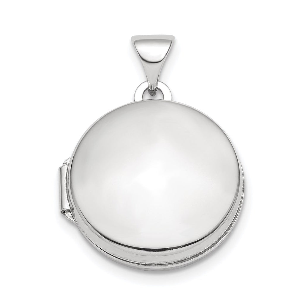 Sterling Silver Rhodium-plated Polished Domed Round Locket – Elegant Jewelry Gift for Birthday, Anniversary, Engagement, Wedding