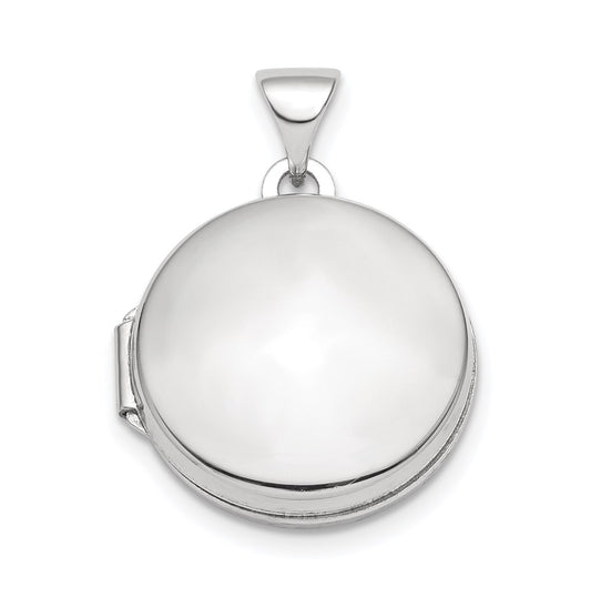 Sterling Silver Rhodium-plated Polished Domed Round Locket – Elegant Jewelry Gift for Birthday, Anniversary, Engagement, Wedding