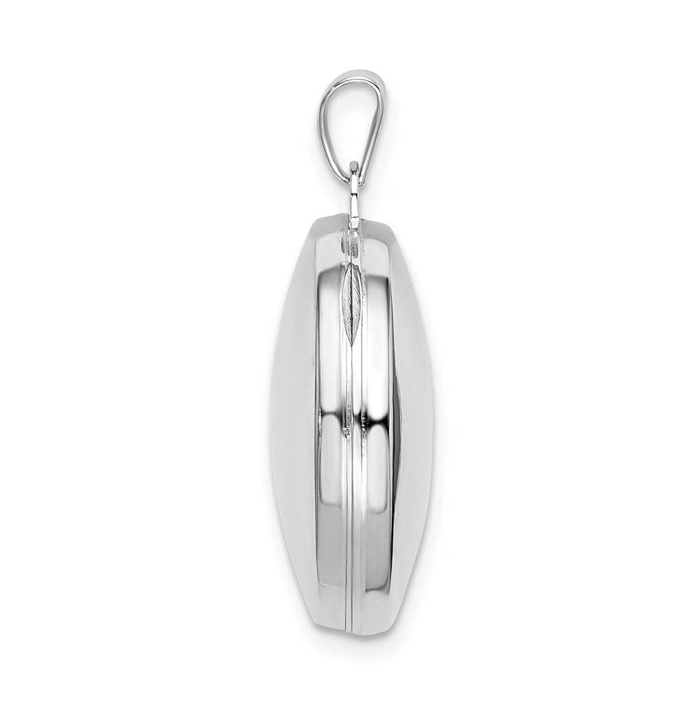 Sterling Silver Rhodium-plated Polished Domed Round Locket – Elegant Jewelry Gift for Birthday, Anniversary, Engagement, Wedding