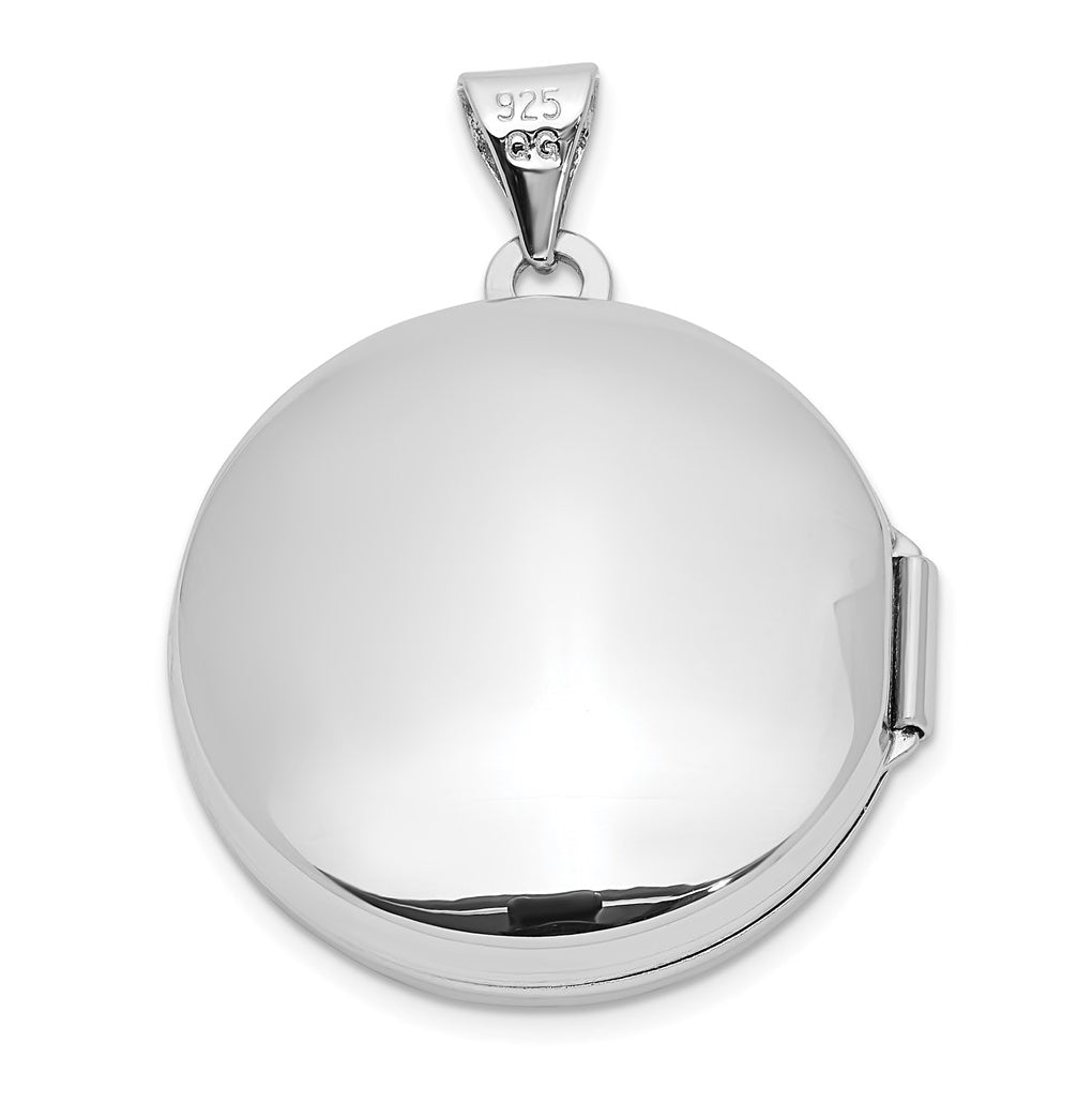 Sterling Silver Rhodium-plated Polished Domed Round Locket – Elegant Jewelry Gift for Birthday, Anniversary, Engagement, Wedding
