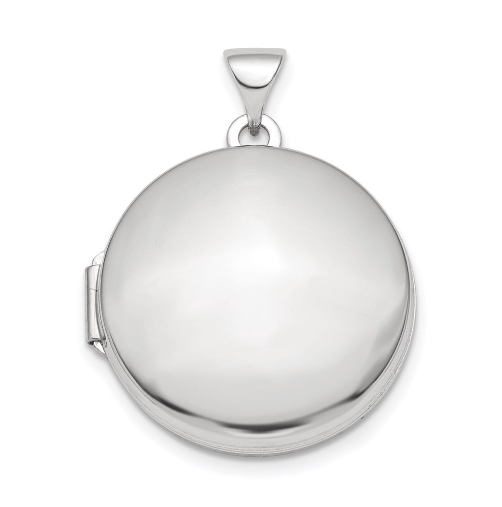 Sterling Silver Rhodium-plated Polished Domed Round Locket – Elegant Jewelry Gift for Birthday, Anniversary, Engagement, Wedding