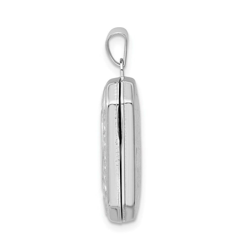Sterling Silver Rhodium-plated Polished Fancy Scroll 21mm Octagonal Locket – Elegant Jewelry Gift for Birthday, Anniversary, Engagement, Wedding