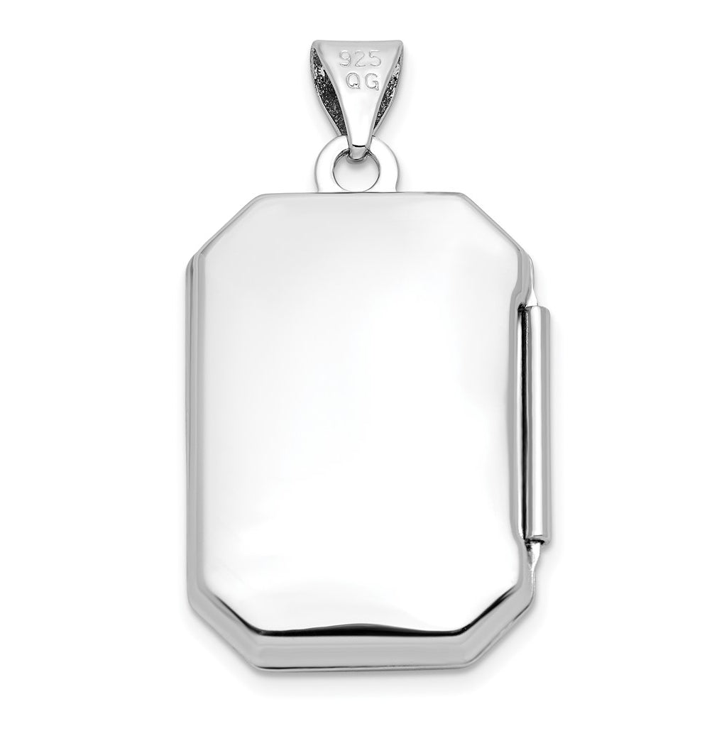 Sterling Silver Rhodium-plated Polished Fancy Scroll 21mm Octagonal Locket – Elegant Jewelry Gift for Birthday, Anniversary, Engagement, Wedding