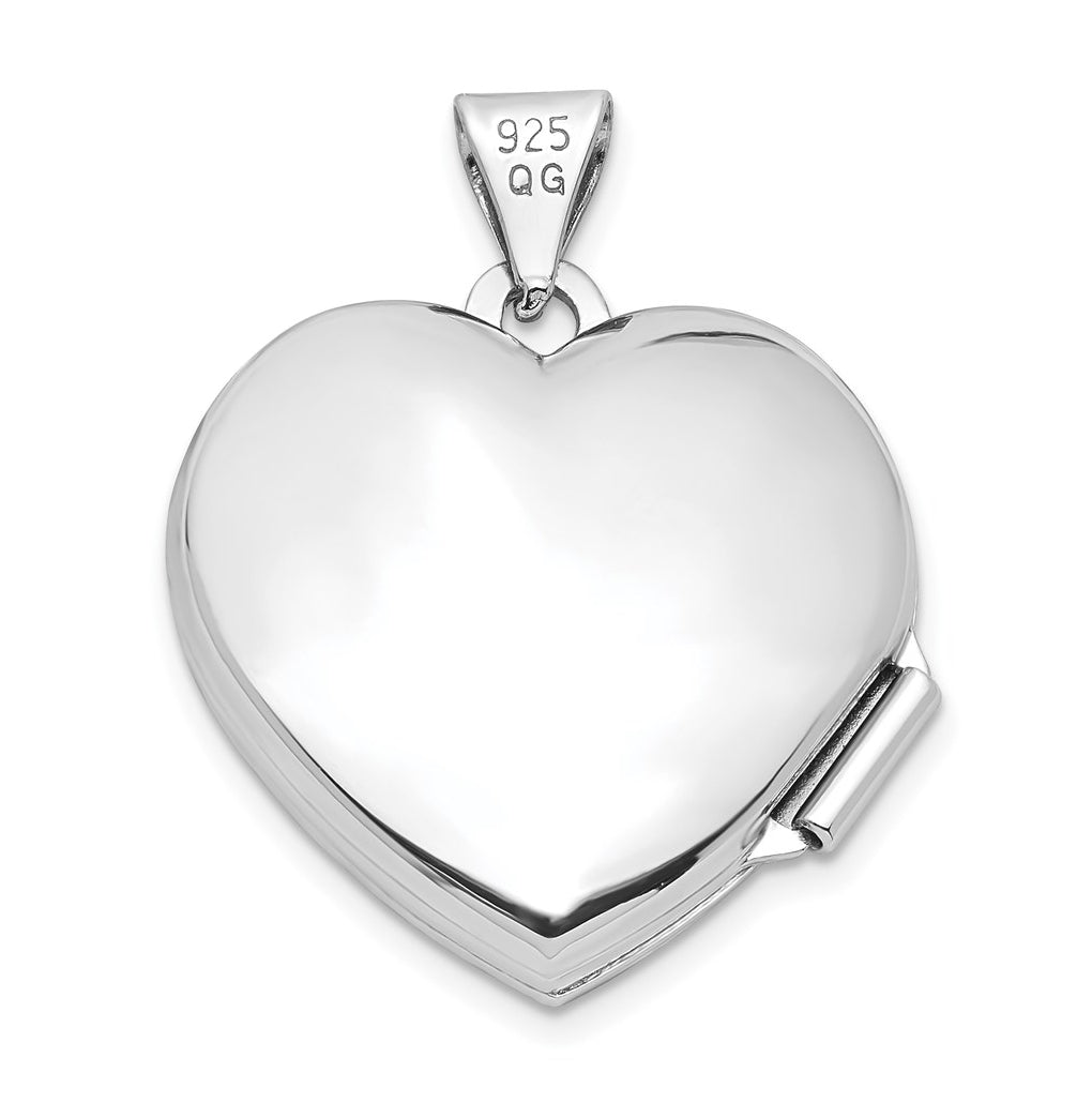 Sterling Silver Rhodium-plated Polished 18mm Heart Locket – Elegant Jewelry Gift for Birthday, Anniversary, Engagement, Wedding