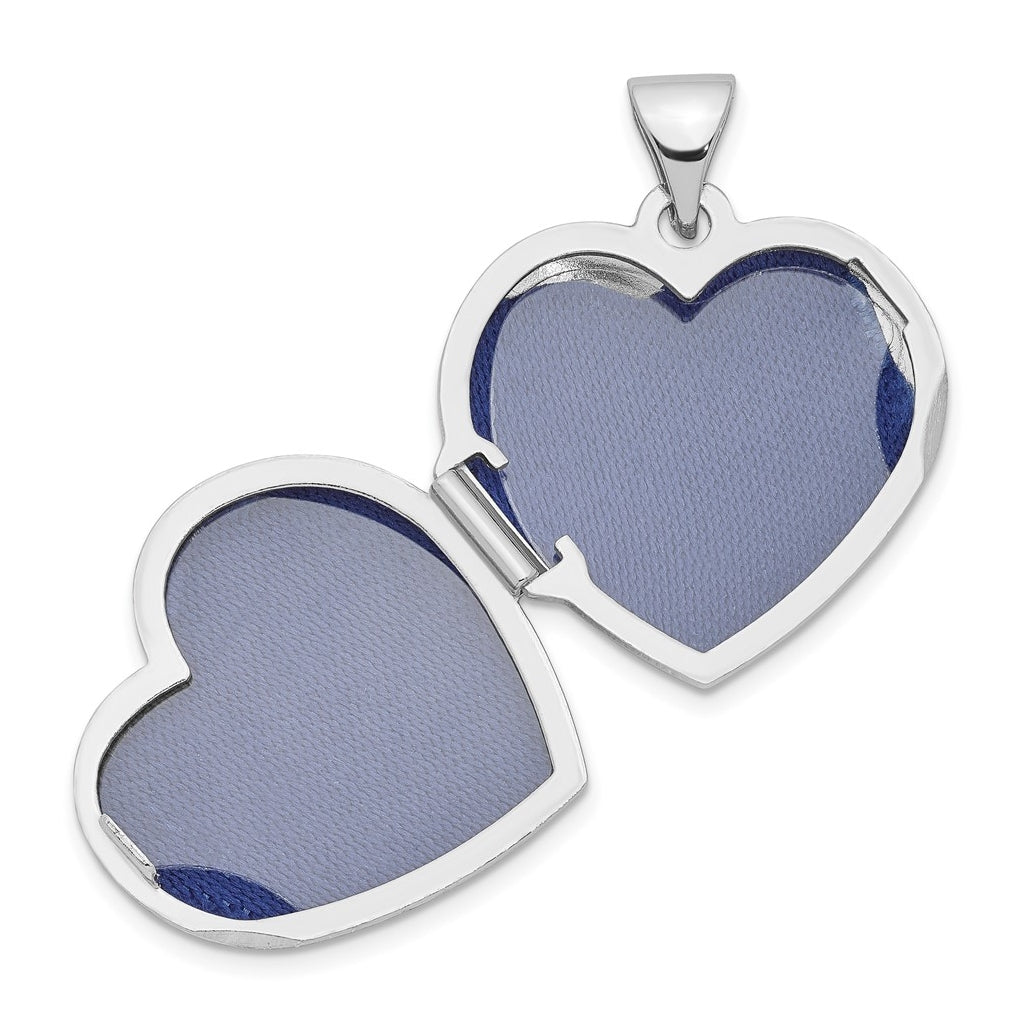 Sterling Silver Rhodium-plated Polished 18mm Heart Locket – Elegant Jewelry Gift for Birthday, Anniversary, Engagement, Wedding