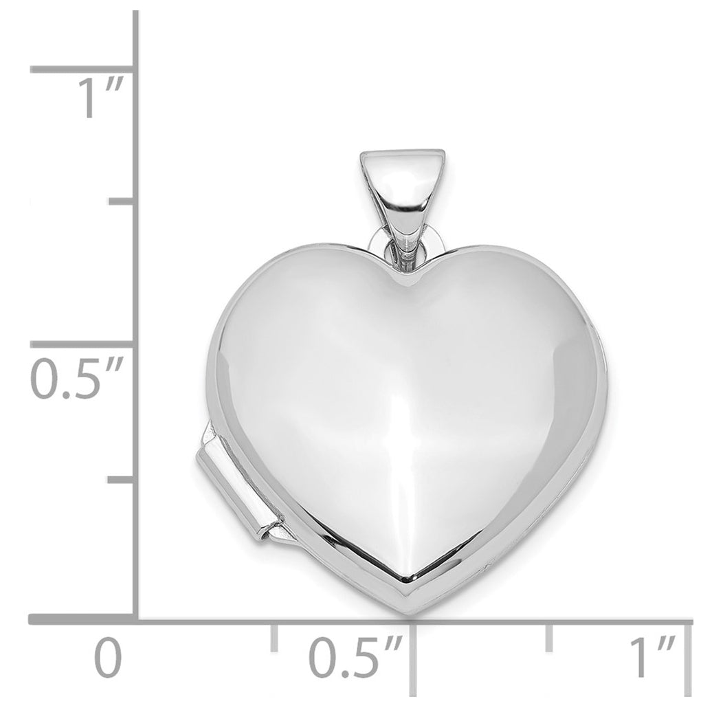 Sterling Silver Rhodium-plated Polished 18mm Heart Locket – Elegant Jewelry Gift for Birthday, Anniversary, Engagement, Wedding