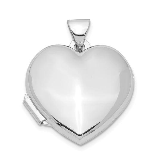 Sterling Silver Rhodium-plated Polished 18mm Heart Locket – Elegant Jewelry Gift for Birthday, Anniversary, Engagement, Wedding