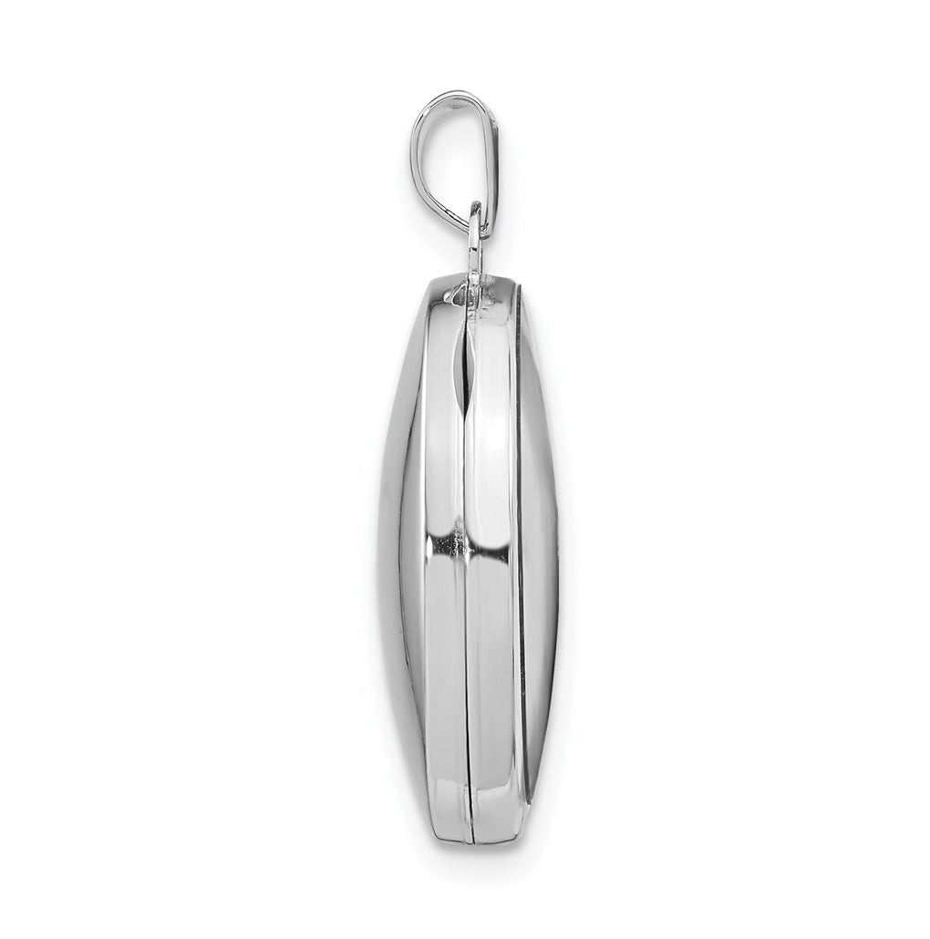 Sterling Silver Rhodium-plated Polished Oval Locket – Elegant Jewelry Gift for Birthday, Anniversary, Engagement, Wedding