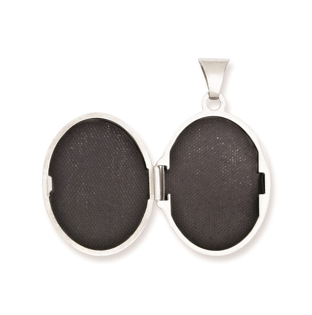Sterling Silver Rhodium-plated Polished Oval Locket – Elegant Jewelry Gift for Birthday, Anniversary, Engagement, Wedding