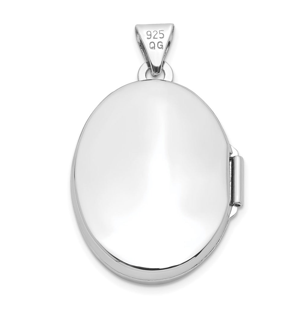 Sterling Silver Rhodium-plated Polished Oval Locket – Elegant Jewelry Gift for Birthday, Anniversary, Engagement, Wedding