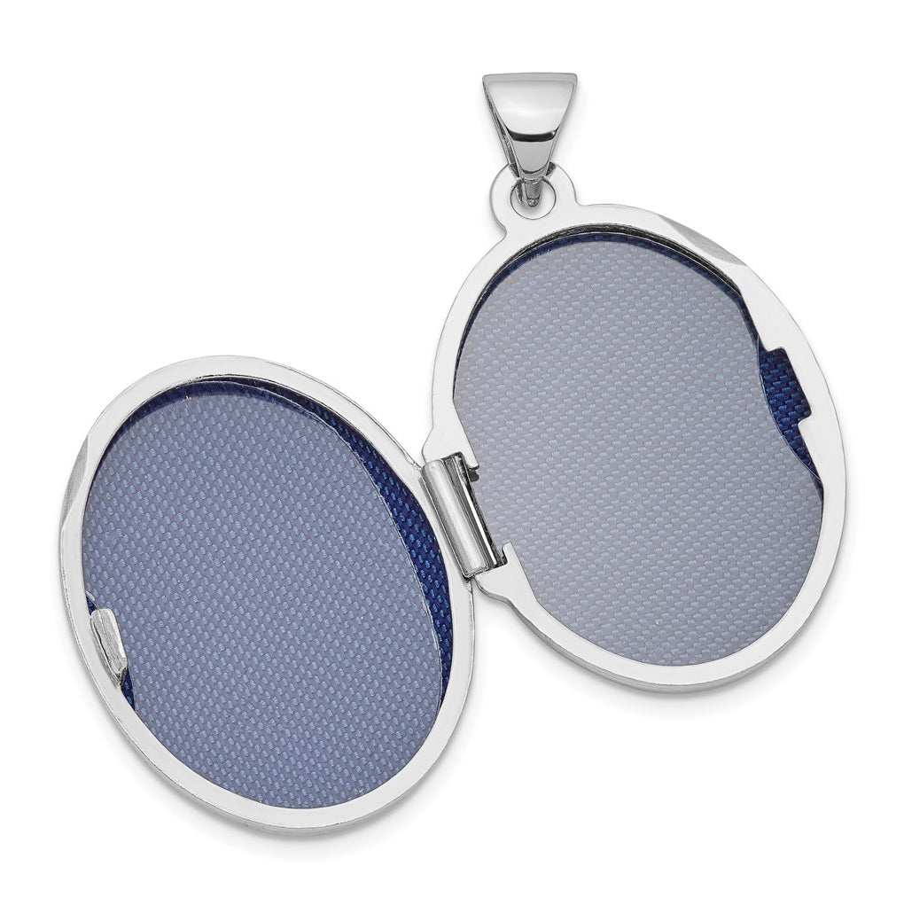 Sterling Silver Rhodium-plated Polished Oval Locket – Elegant Jewelry Gift for Birthday, Anniversary, Engagement, Wedding