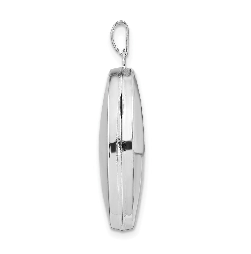 Sterling Silver Rhodium-plated Polished Oval Locket – Elegant Jewelry Gift for Birthday, Anniversary, Engagement, Wedding