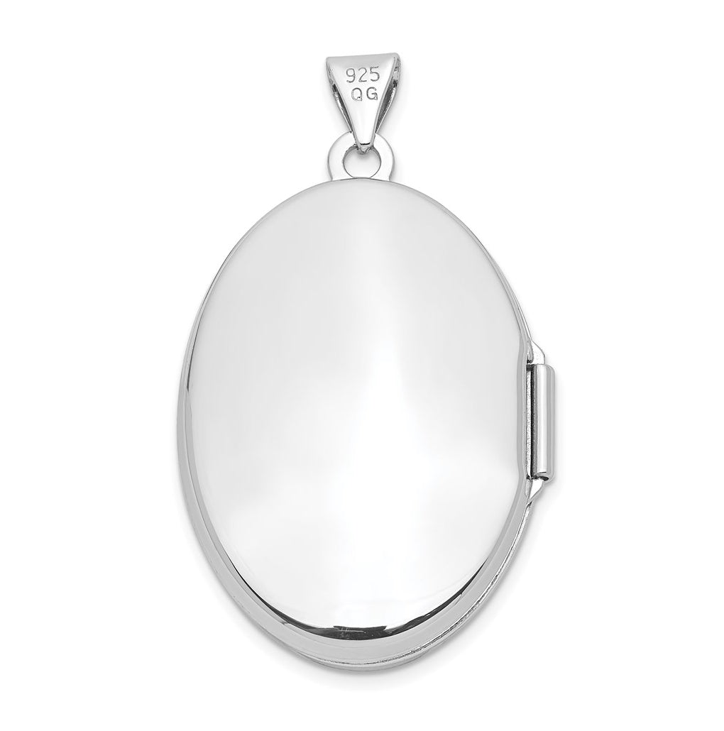 Sterling Silver Rhodium-plated Polished Oval Locket – Elegant Jewelry Gift for Birthday, Anniversary, Engagement, Wedding