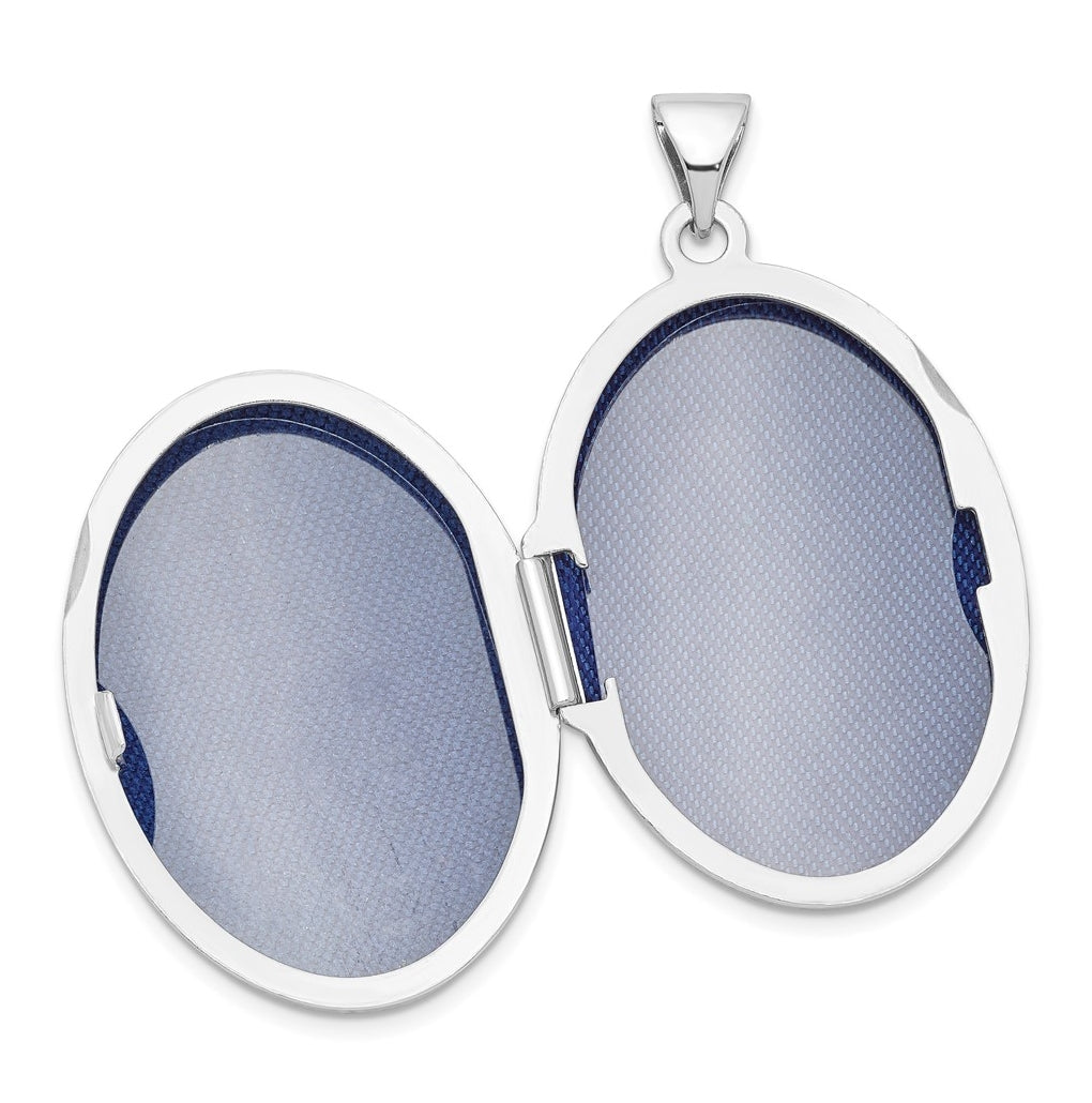 Sterling Silver Rhodium-plated Polished Oval Locket – Elegant Jewelry Gift for Birthday, Anniversary, Engagement, Wedding