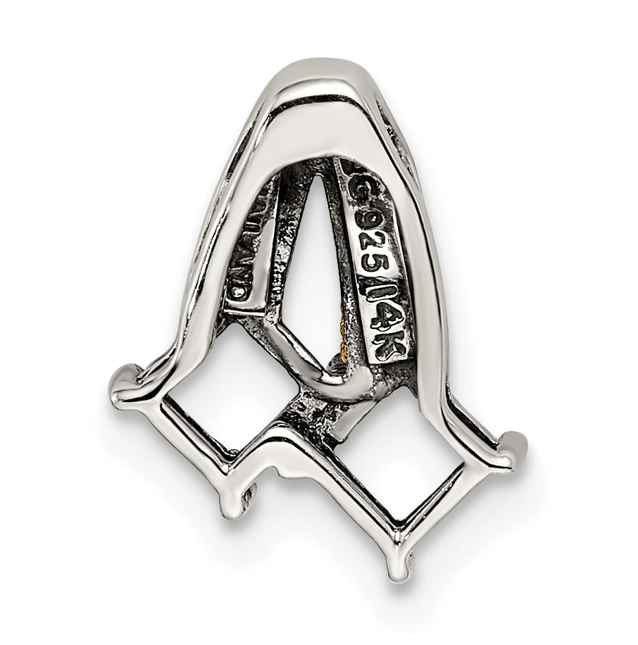 Sterling Silver & 14k 2-stone and Diamond Mother's Pendant on 18in Chain