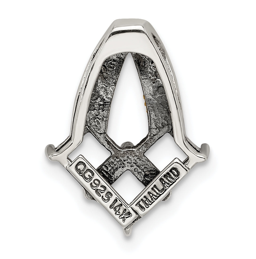 Sterling Silver & 14k 3-stone and Diamond Mother's Pendant on 18in Chain