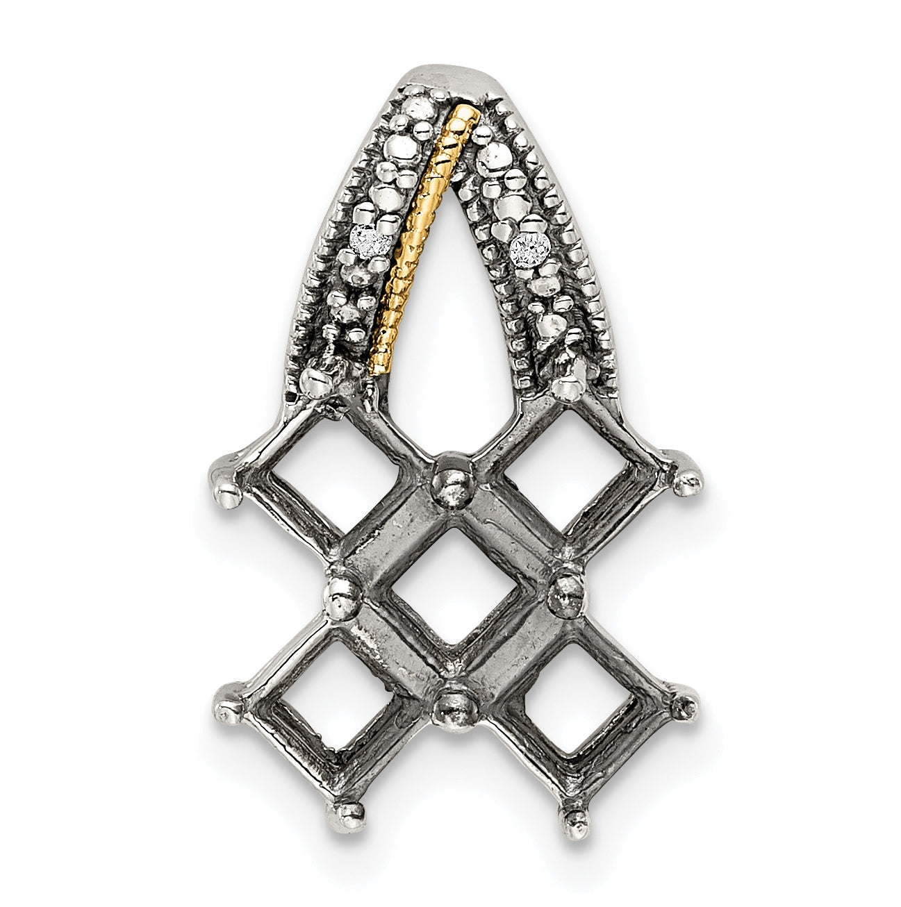 Sterling Silver & 14k 5-stone and Diamond Mother's Pendant on 18in Chain