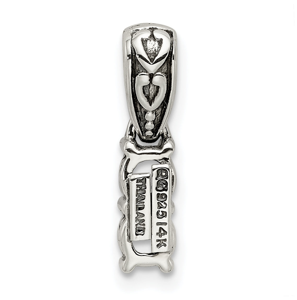 Sterling Silver with 14k Two-stone and Diamond Mother's Pendant on 18in Chain