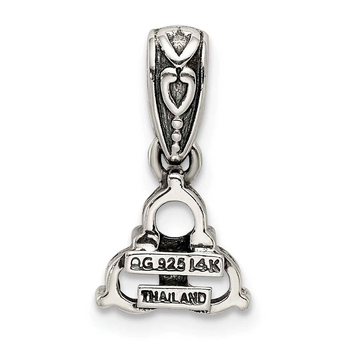 Sterling Silver with 14k Three-stone and Diamond Mother's Pendant on 18in Chain