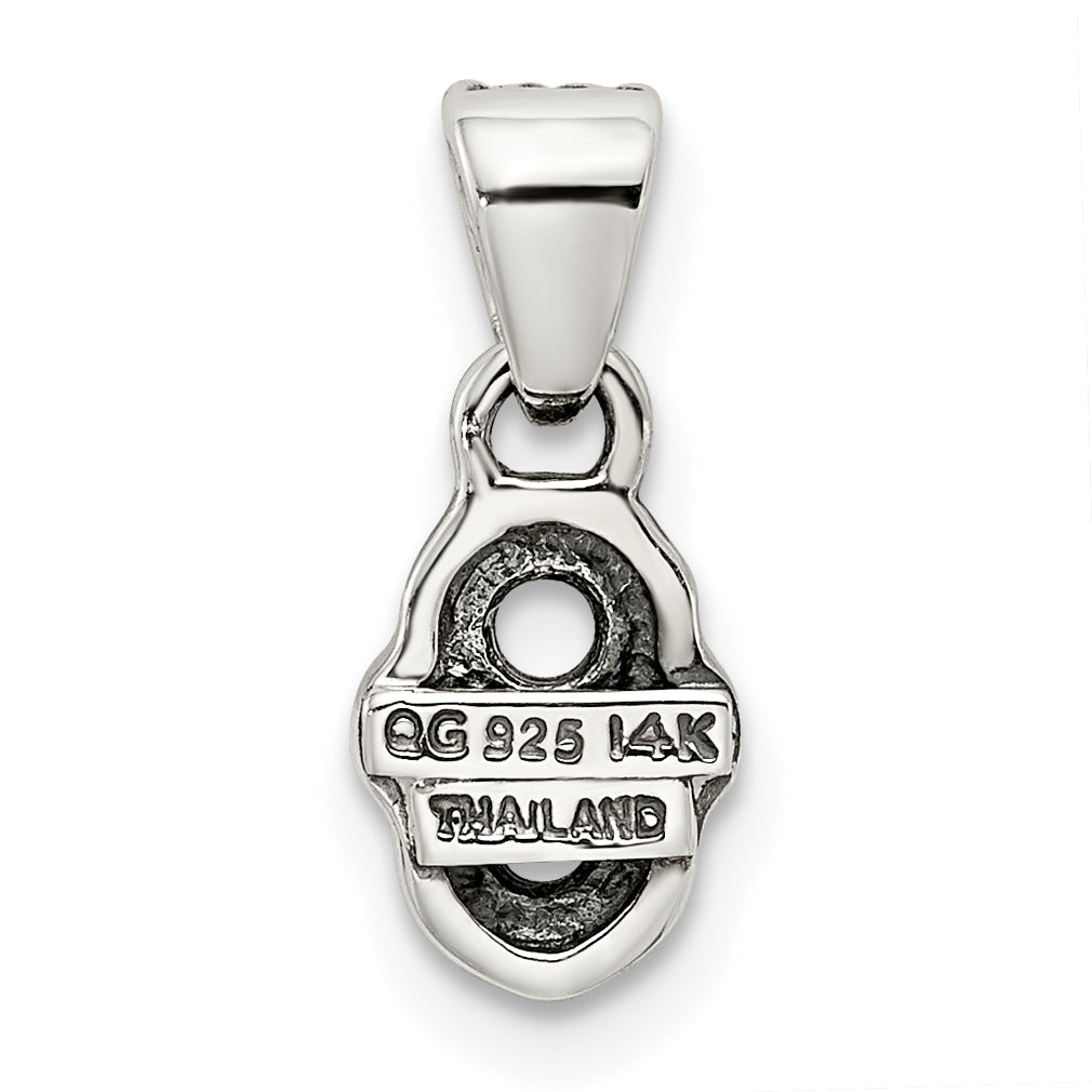 Sterling Silver Antiqued with 14k 2-stone with Diamond Mothers Pendant Semi-Mount