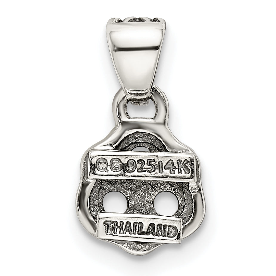 Sterling Silver Antiqued with 14k 3-stone with Diamond Mothers Pendant Semi-Mount