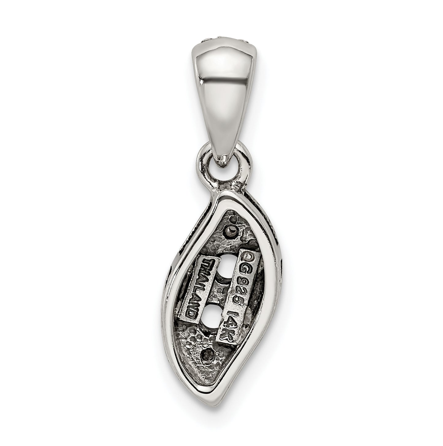 Sterling Silver Antique with 14k 2-stone with Diamond Family Pendant with 18in Chain