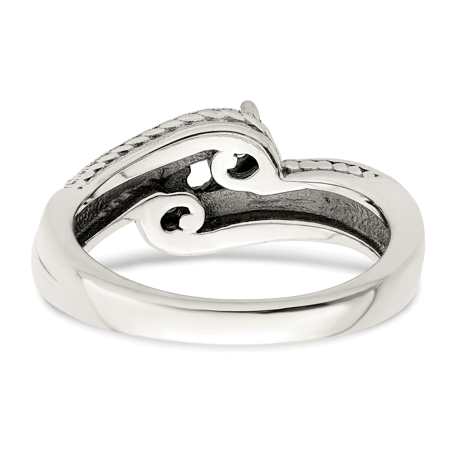 Sterling Silver Antiqued with 14k 2stone Mothers Ring, Size 6