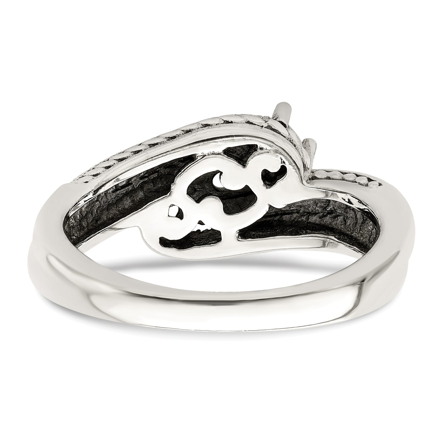 Sterling Silver Antiqued with 14k 3stone Mothers Ring, Size 5