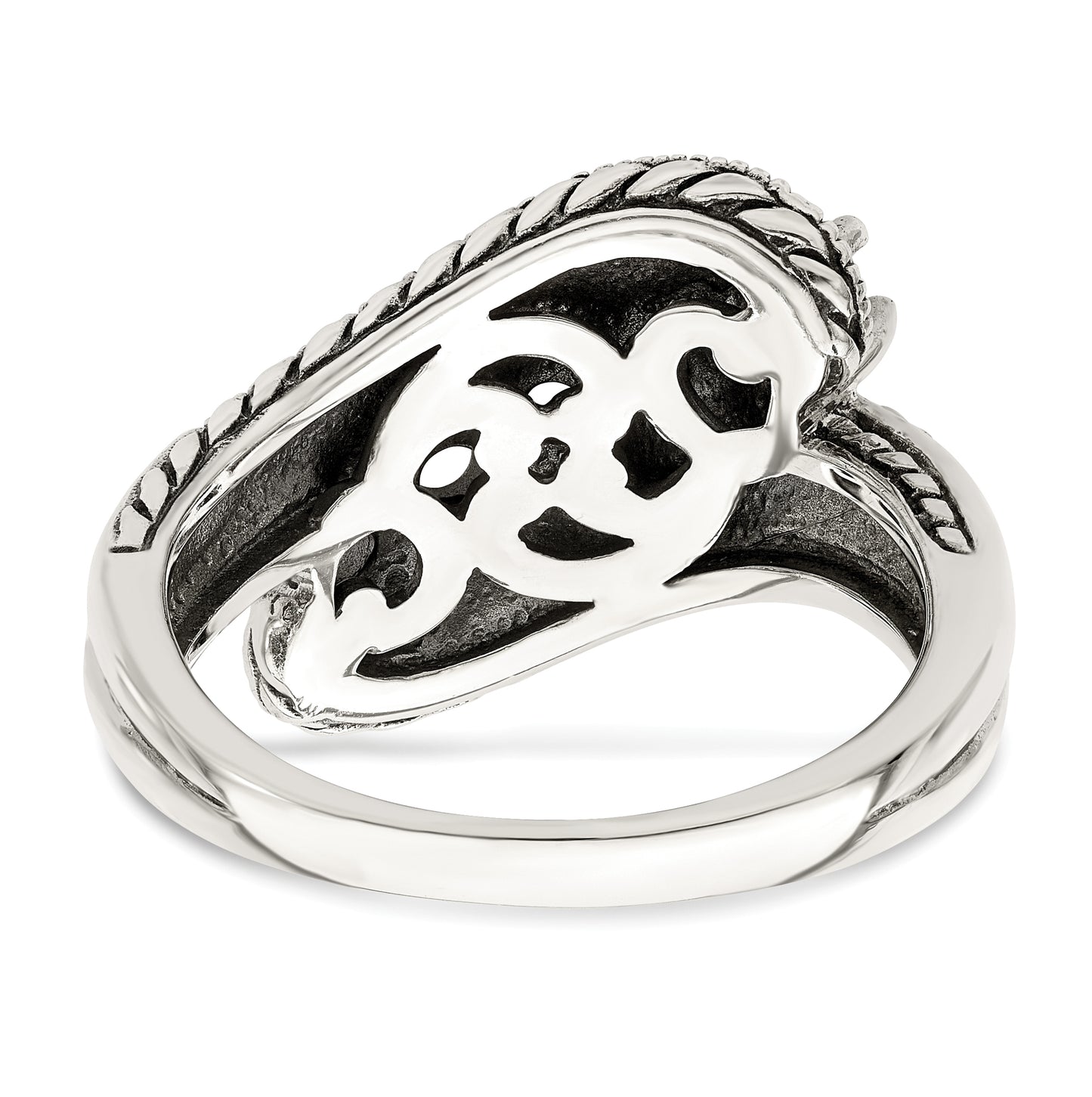 Sterling Silver Antiqued with 14k 5stone Mother's Ring, Size 9