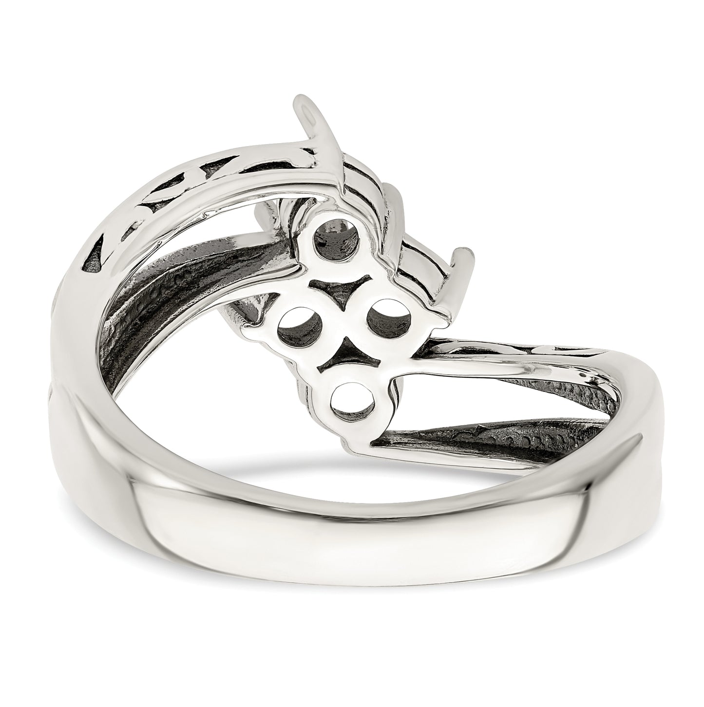 Sterling Silver Antiqued with 14k 4stone Mothers Ring, Size 5