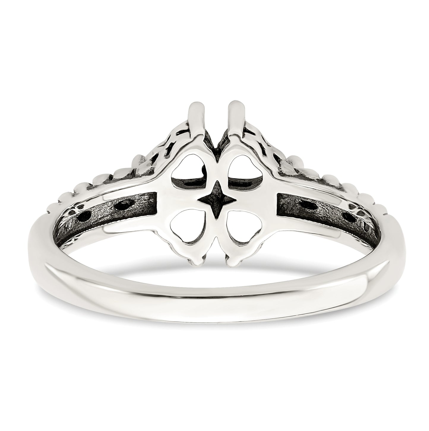 Sterling Silver Antiqued with 14k 4-stone Mother's Ring, Sz 8