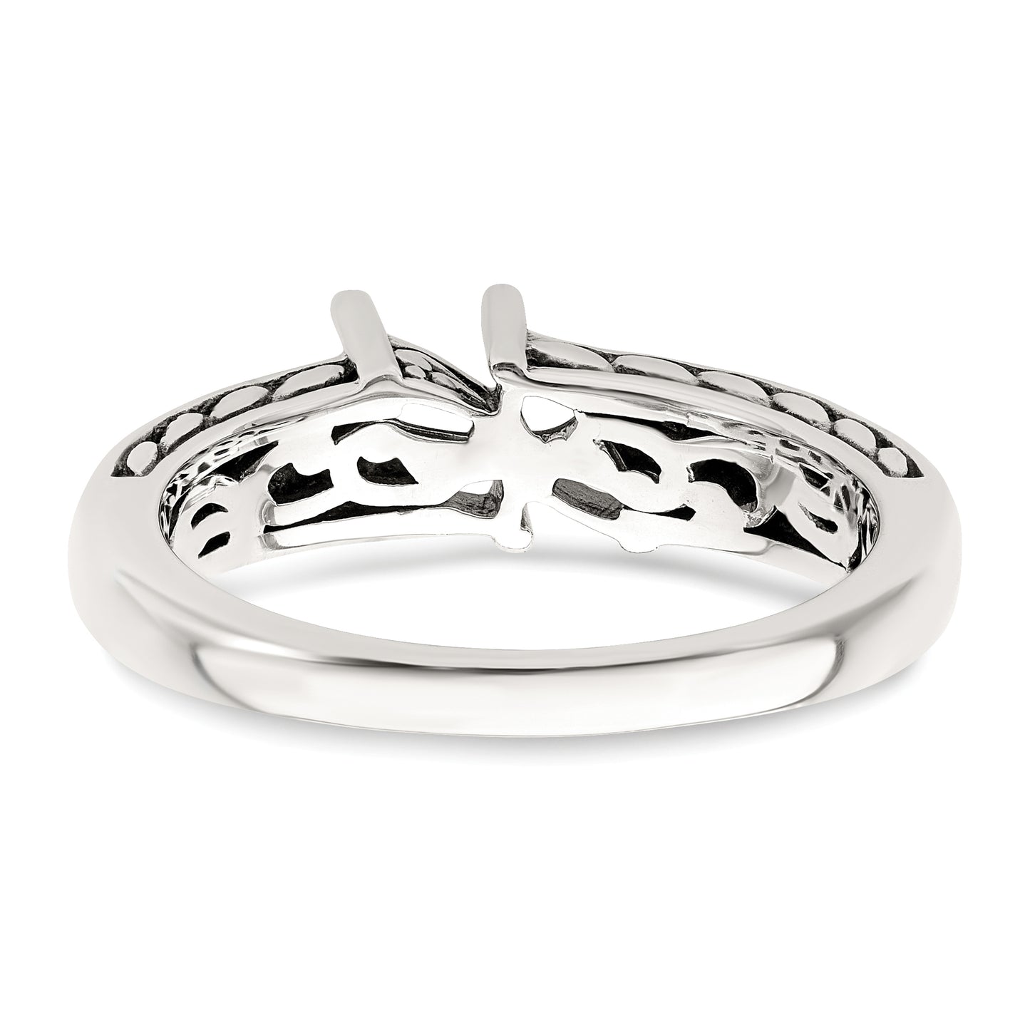 Sterling Silver Antiqued with 14k 2-stone Mother's Ring, Size 9