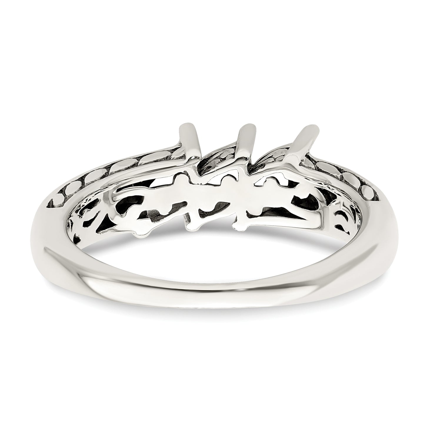 Sterling Silver Antiqued with 14k 3-stone Mother's Ring, Size 10