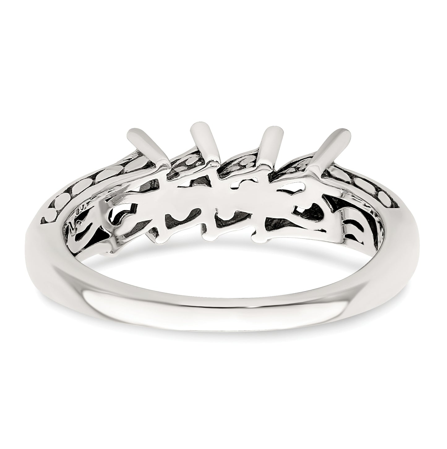 Sterling Silver Antiqued with 14k 4-stone Mother's Ring, Size 5