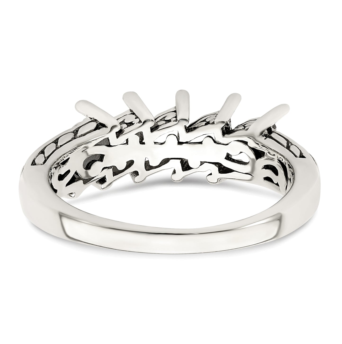 Sterling Silver Antiqued with 14k 5-stone Mother's Ring, Size 6