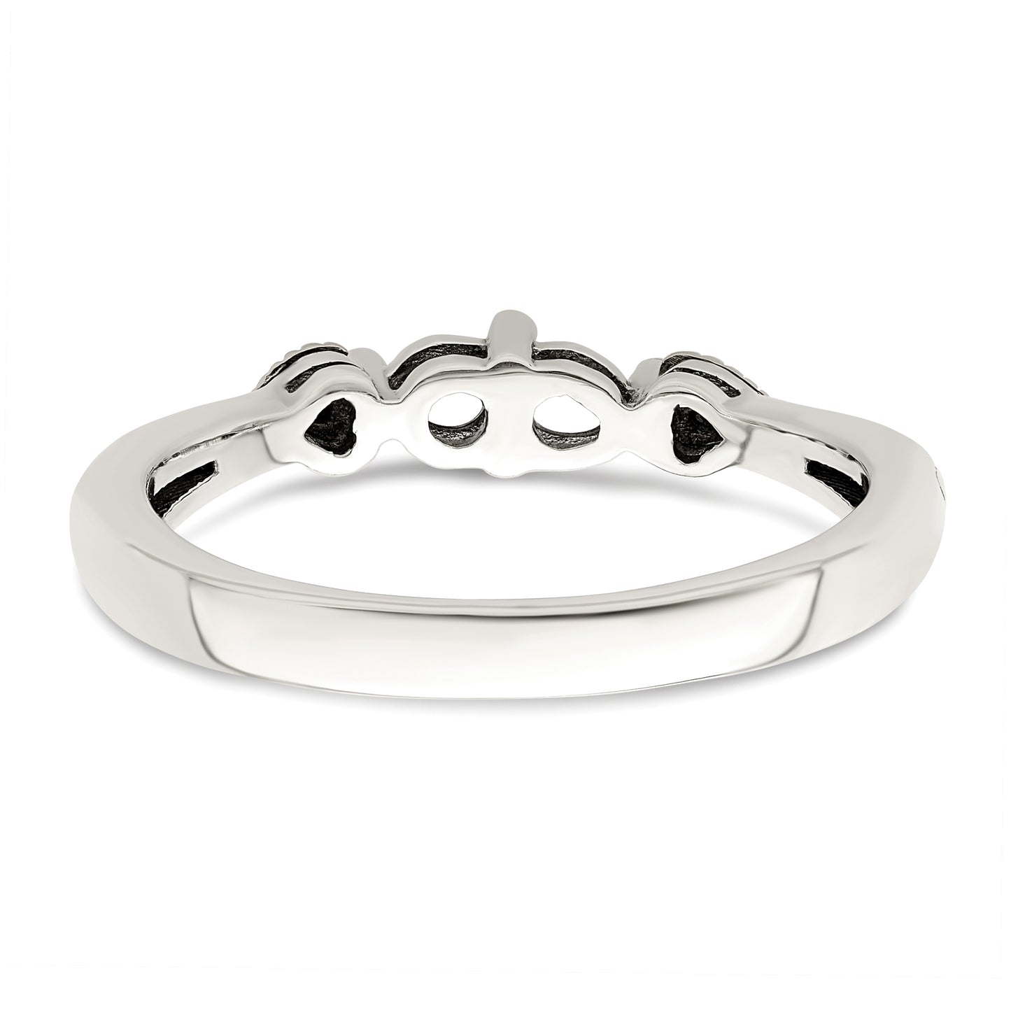 Sterling Silver Antiqued with 14k 2-stone with Diamond Mother's Semi-Mount Ring, Size 10