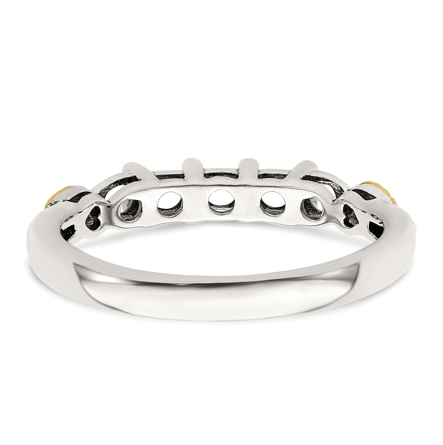 Sterling Silver Antiqued with 14k 5-stone with Diamond Mother's Semi-Mount Ring, Size 5