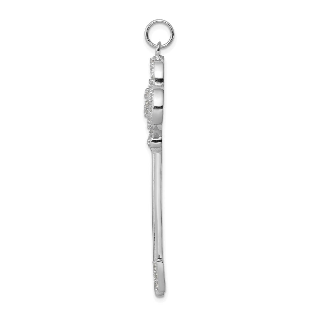 Sterling Silver Rhodium-plated and Cubic Zirconia Key Pendant – Elegant Jewelry Gift for Birthday, Anniversary, Engagement, Wedding