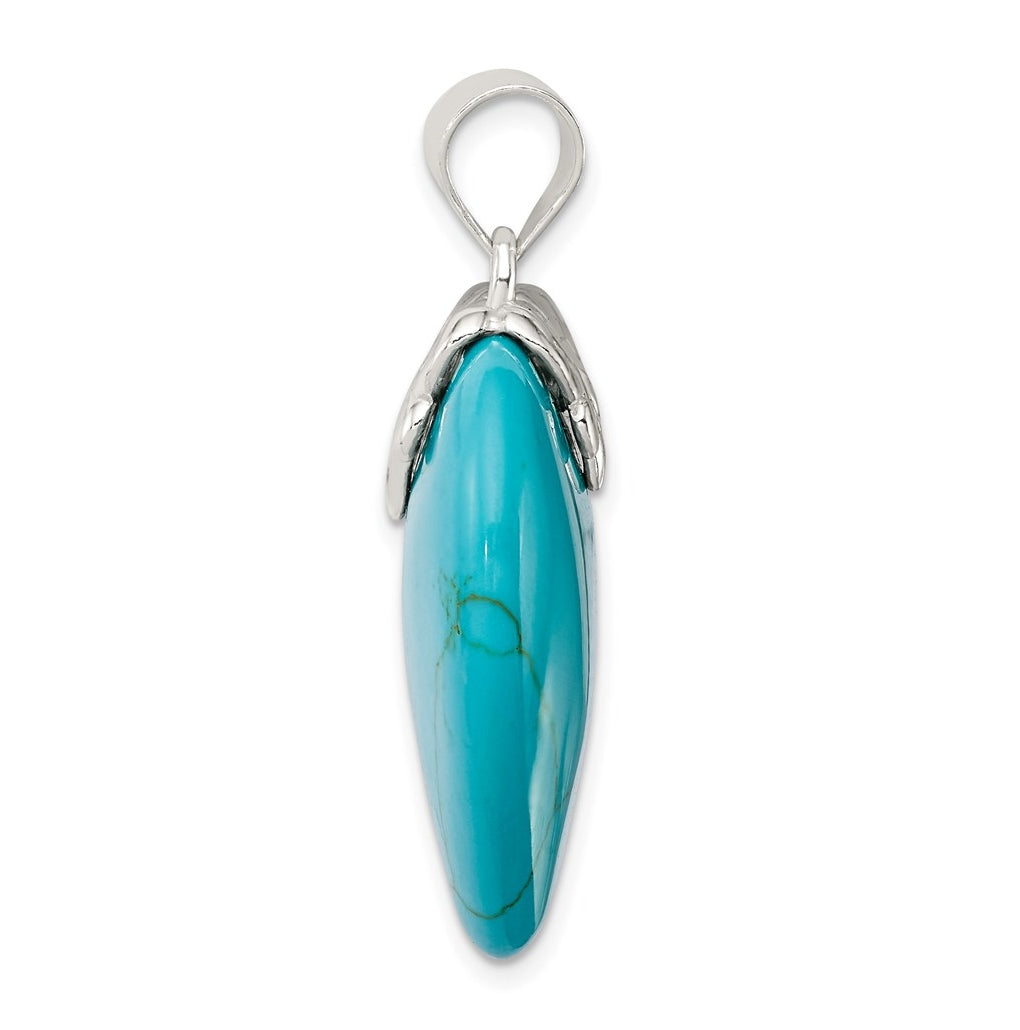 Sterling Silver Rhodium-plated Turquoise Heart Stone Pendant – Elegant Jewelry Gift for Birthday, Anniversary, Engagement, Wedding