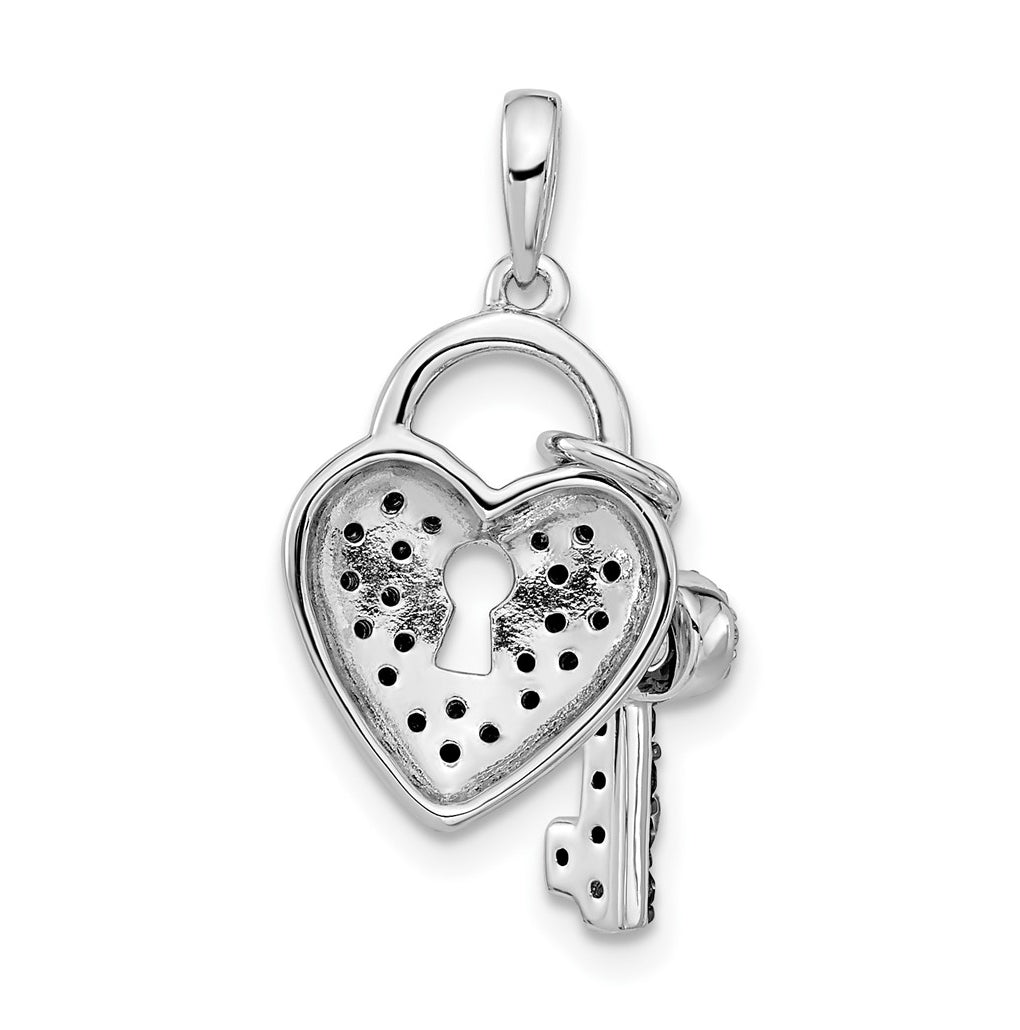 Sterling Silver Rhodium Plated White Night Black & White Diamond Pendant Necklace – Elegant Jewelry Gift for Birthday, Anniversary, Engagement, Wedding