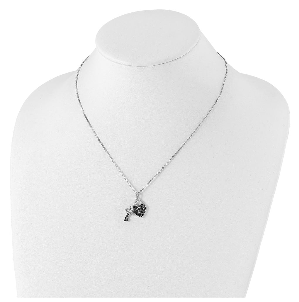 Sterling Silver Rhodium Plated White Night Black & White Diamond Pendant Necklace – Elegant Jewelry Gift for Birthday, Anniversary, Engagement, Wedding