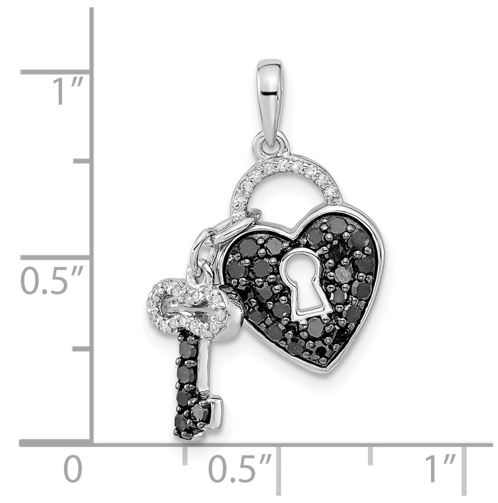 Sterling Silver Rhodium Plated White Night Black & White Diamond Pendant Necklace – Elegant Jewelry Gift for Birthday, Anniversary, Engagement, Wedding