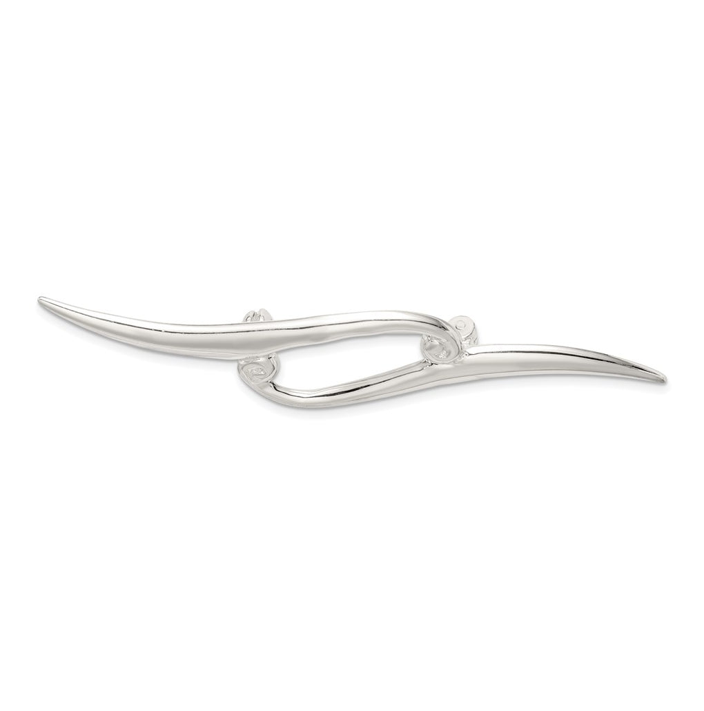 Sterling Silver Polished Double Scroll Pin Brooch – Elegant Jewelry Gift for Birthday, Anniversary, Engagement, Wedding