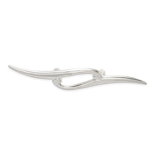Sterling Silver Polished Double Scroll Pin Brooch – Elegant Jewelry Gift for Birthday, Anniversary, Engagement, Wedding