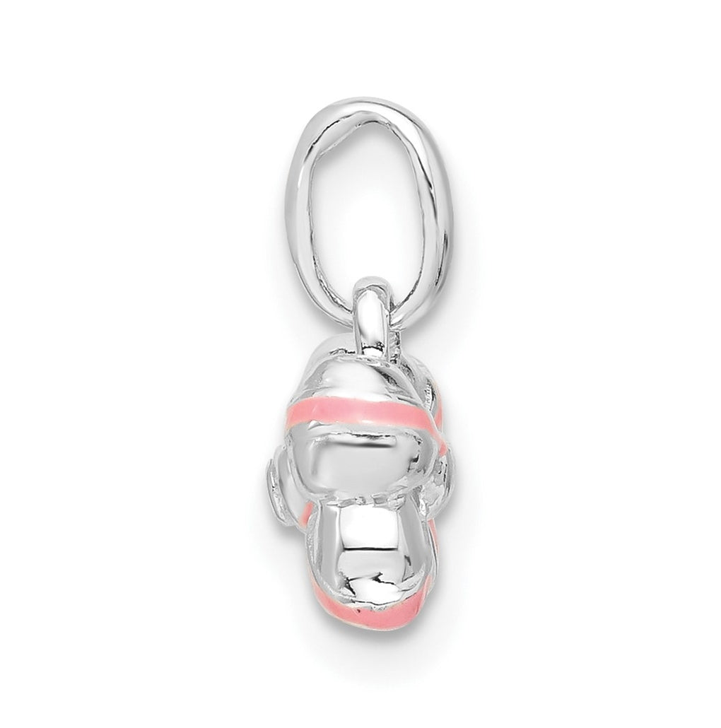 Sterling Silver Pink Enamel & Cubic Zirconia Kid's Bow Pendant