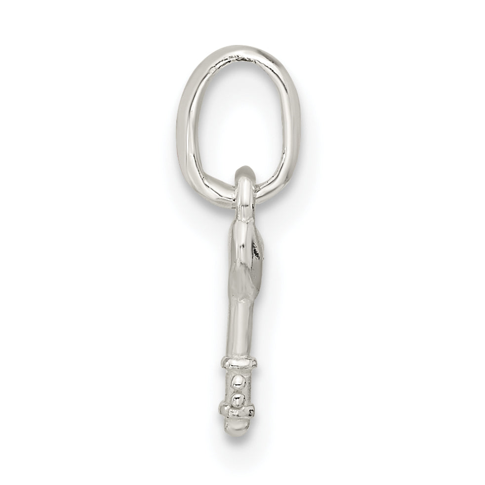 Sterling Silver Pink Cubic Zirconia Key Kid's Pendant