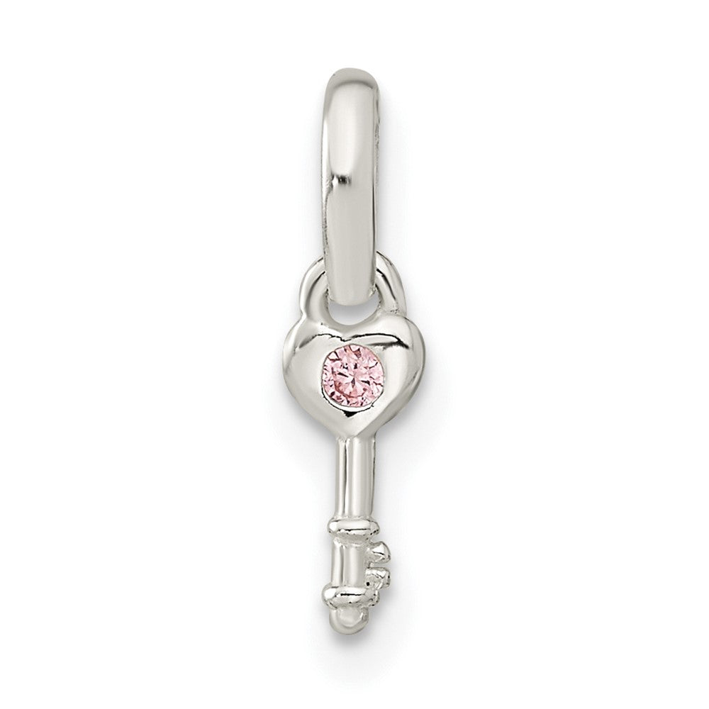 Sterling Silver Pink Cubic Zirconia Key Kid's Pendant