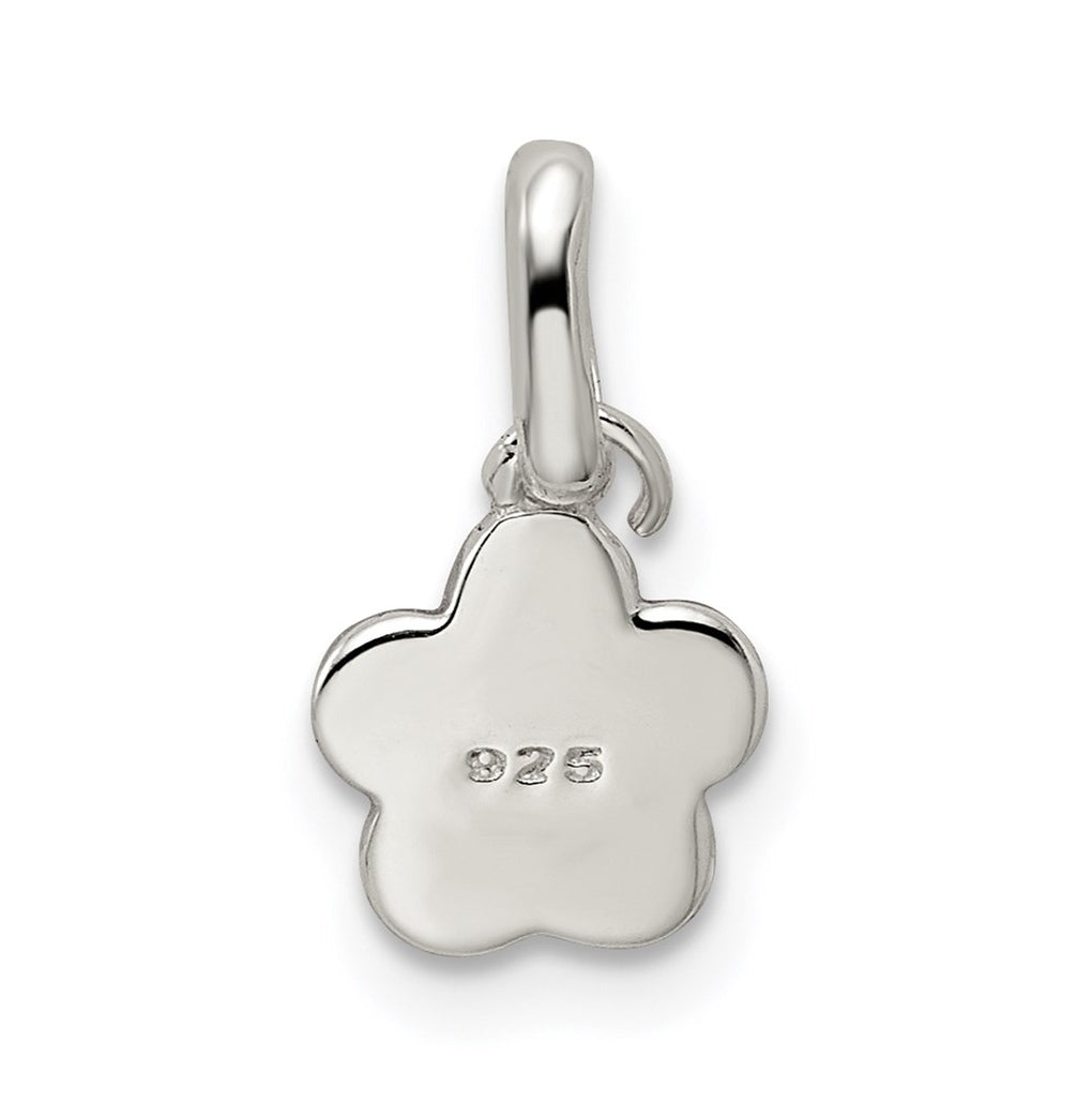 Sterling Silver Polished Pink Enameled Flower Children's Pendant