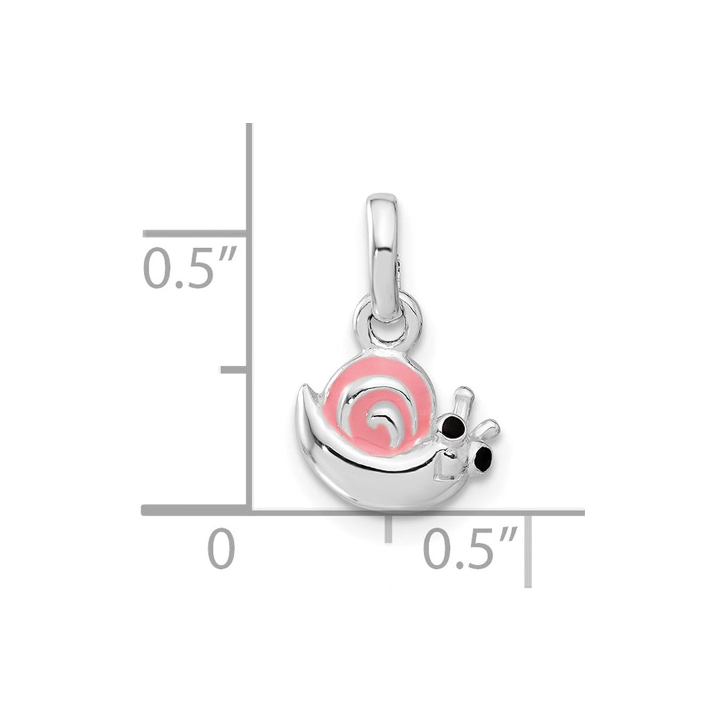 Sterling Silver Pink Enamel Snail Kid's Pendant